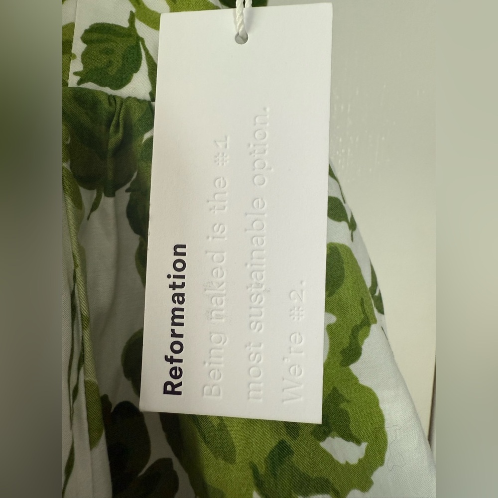 New! Reformation Buttercup Strapless Dress Green White Floral Fit & Flare Sz. 2 - Picture 14 of 15